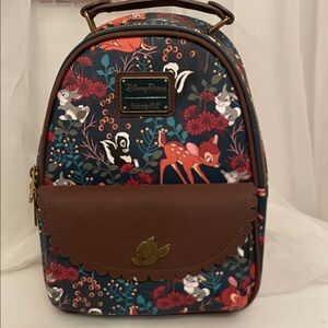 Loungefly Bambi Floral Backpack - Brown and Blue